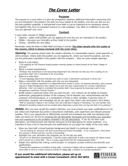 The Cover Letter - Fisher College of Business