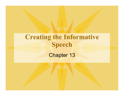 Chapter 13-Creating the Informative Speech