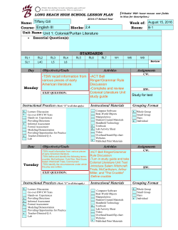 English III Unit 1: Colonial/Puritan Literature