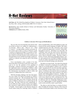 Children`s Literature Writ Large and Multitudinous - H-Net