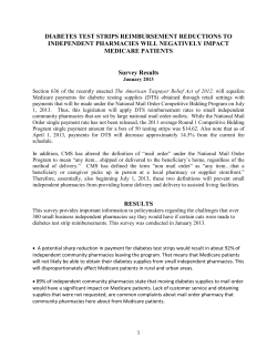 DIABETES TEST STRIPS REIMBURSEMENT REDUCTIONS TO