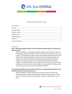 APA Style CENTRAL General FAQs