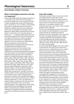 Phonological Awareness - Australian Primary Principals Association