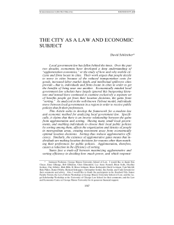 THE CITY AS A LAW AND ECONOMIC SUBJECT