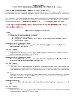 STOP - Quantitative and Qualitative Purpose Statements