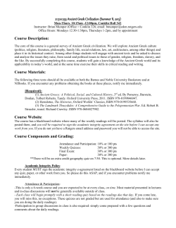 21:510:255 Ancient Greek Civilization (Summer II, 2013) Course