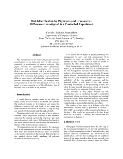 Risk Identification by Physicians and Developers &ndash; Differences