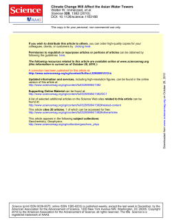 Climate Change Will Affect the Asian Water Towers