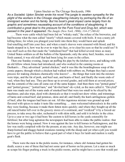 Upton Sinclair on The Chicago Stockyards, 1906 As a Socialist