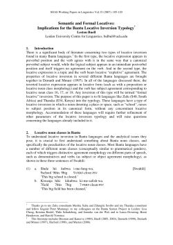 Semantic and Formal Locatives: Implications for the Bantu Locative