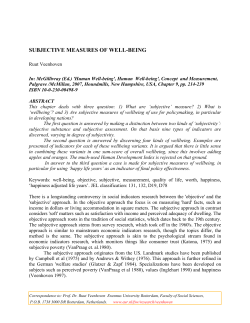 Chapter WIDER book `Measuring Human well-being`