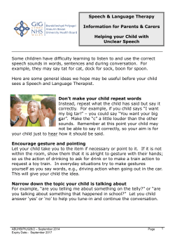 Helping your Child with Unclear Speech