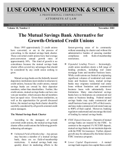The Mutual Savings Bank Alternative for Growth