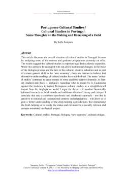Portuguese Cultural Studies/ Cultural Studies in