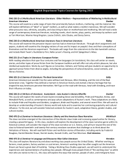 English Department Topics Courses for Spring 2015