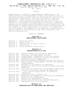 "UNEMPLOYMENT COMPENSATION LAW" (1937 PL)