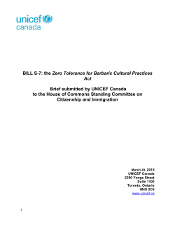 BILL S-7: the Zero Tolerance for Barbaric Cultural Practices Act Brief