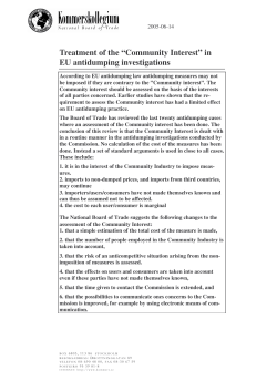 Community Interest in EU Antidumping Investigations