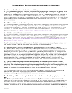 Frequently Asked Questions about the Health Insurance Marketplace