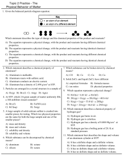 Topic 2 Practice - The Physical Behavior of Matter