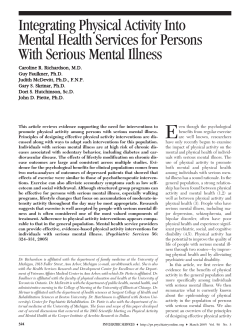 Integrating Physical Activity Into Mental Health Services for Persons