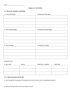 Name Chapter 11: The Civil War 1.1: Resources, Strategies, Early