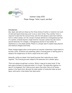 Summer Camp 2015 Phase Change &ldquo;Solid, Liquid, and Gas&rdquo;