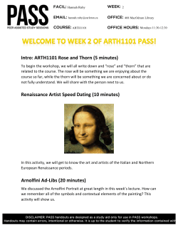 Intro: ARTH1101 Rose and Thorn (5 minutes) Renaissance Artist