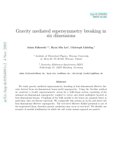 Gravity mediated supersymmetry breaking in six dimensions