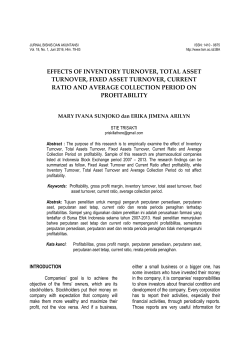 effects of inventory turnover, total asset turnover, fixed asset turnover