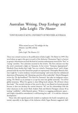 Australian Writing, Deep Ecology and Julia Leigh s The Hunter