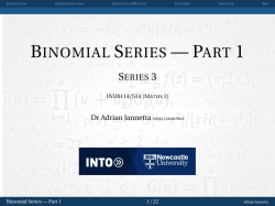 binomial series — part 1