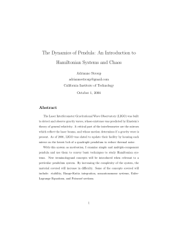 The Dynamics of Pendula: An Introduction to Hamiltonian Systems