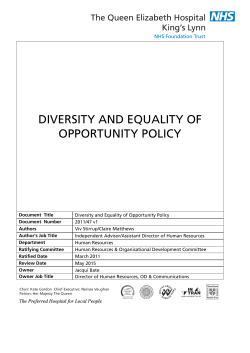 diversity and equality of opportunity policy
