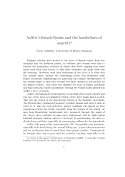 Aelfric`s female Saints and the borderlines of sanctity&lowast;