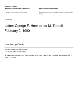 Letter: George F. Hoar to Ida M. Tarbell, February 2, 1900