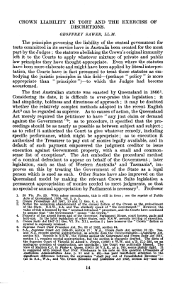 Sawer, Geoffrey --- ""Crown Liability in Tort and the Exercise of