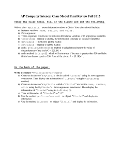 AP Computer Science: Class Model Final Review Fall 2015