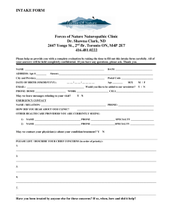 INTAKE FORM Forces of Nature Naturopathic Clinic Dr. Shawna