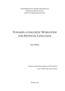 towards a linguistic worldview for artificial languages