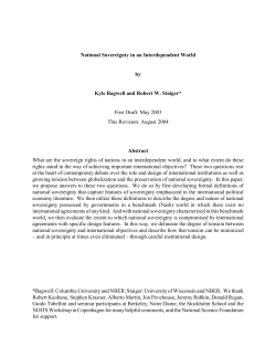 National Sovereignty in an Interdependent World by Kyle Bagwell