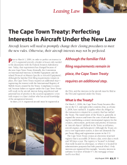 The Cape Town Treaty: Perfecting Interests in Aircraft Under the
