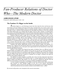 Fan-Producer Relations of Doctor Who&mdash;The Modern Doctor