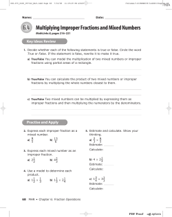 6.4 Multiplying Improper Fractions and Mixed Numbers