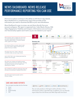 news dashboard: news release performance reporting