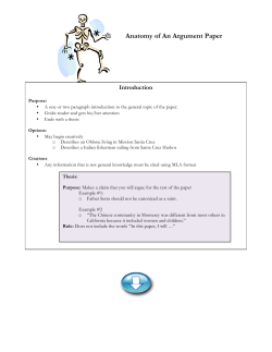 Anatomy of an Argument Paper sample