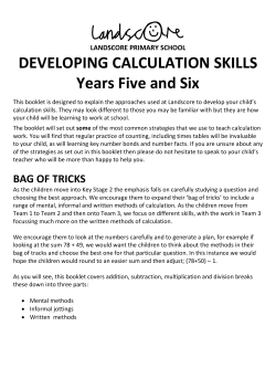 DEVELOPING CALCULATION SKILLS Years Five and Six