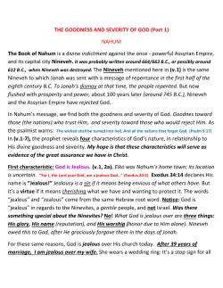 THE GOODNESS AND SEVERITY OF GOD (Part 1) NAHUM The