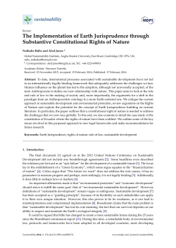 The Implementation of Earth Jurisprudence through