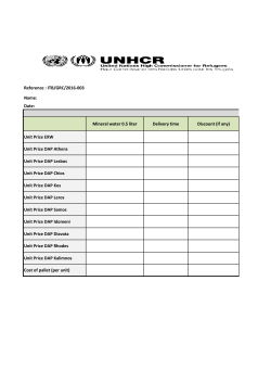 Mineral water 0.5 liter Delivery time Discount (if any) Unit